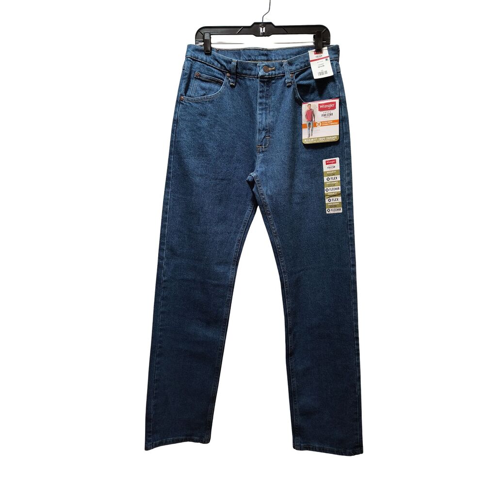 Wrangler Five Star Premium Regular Fit Jeans Men's 32x34 Straight Blue Stretch